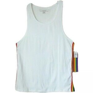 Common Sense Truth.Substance White Tank Rainbow Stripes L